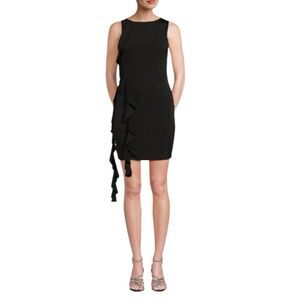 NWT The Fashion Poet Black Ruffle Sheath Mini Dress